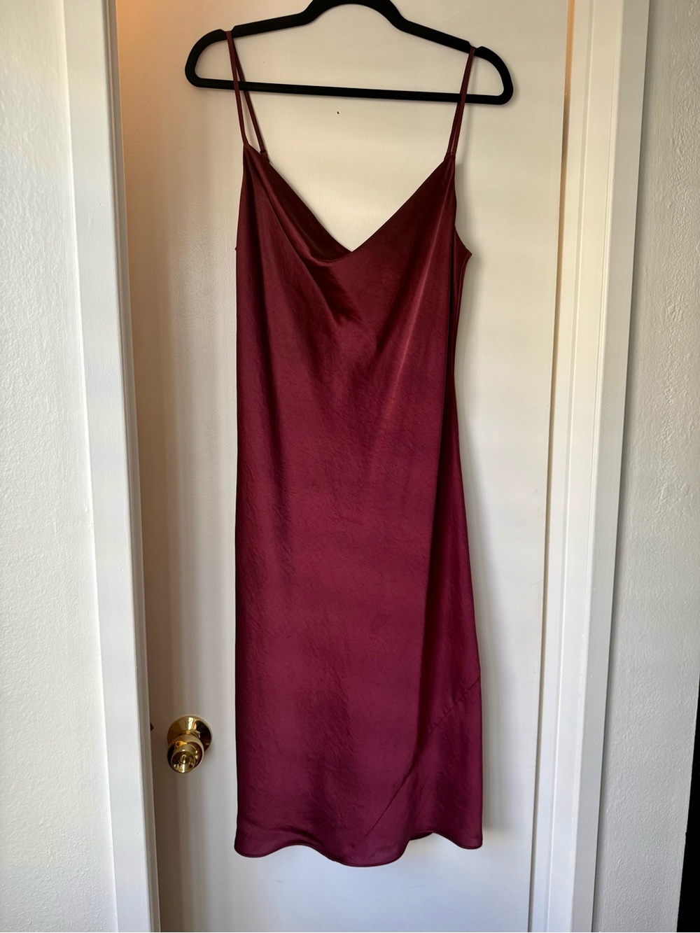Wilfred Satin Slip Midi Dress in Wine